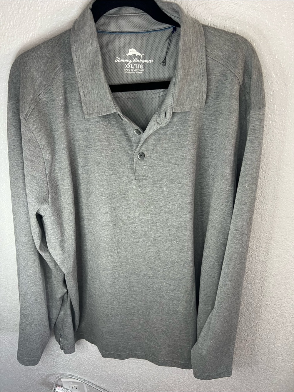 Tommy Bahama Men's Long-Sleeve Light Grey Polo